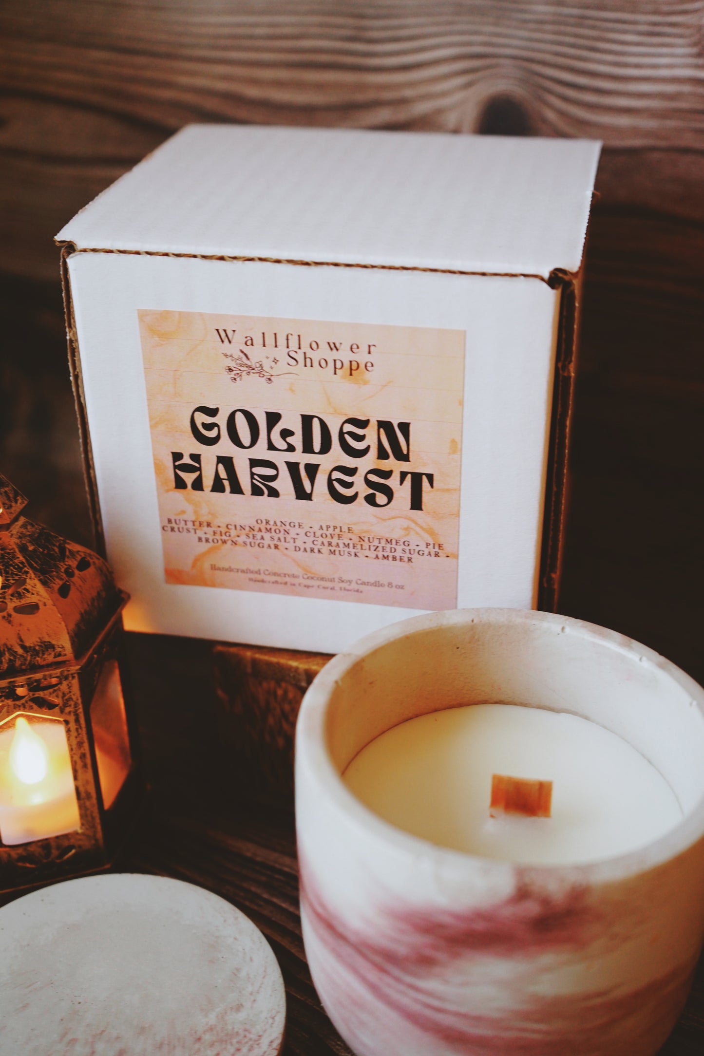 Golden Harvest Concrete Candle