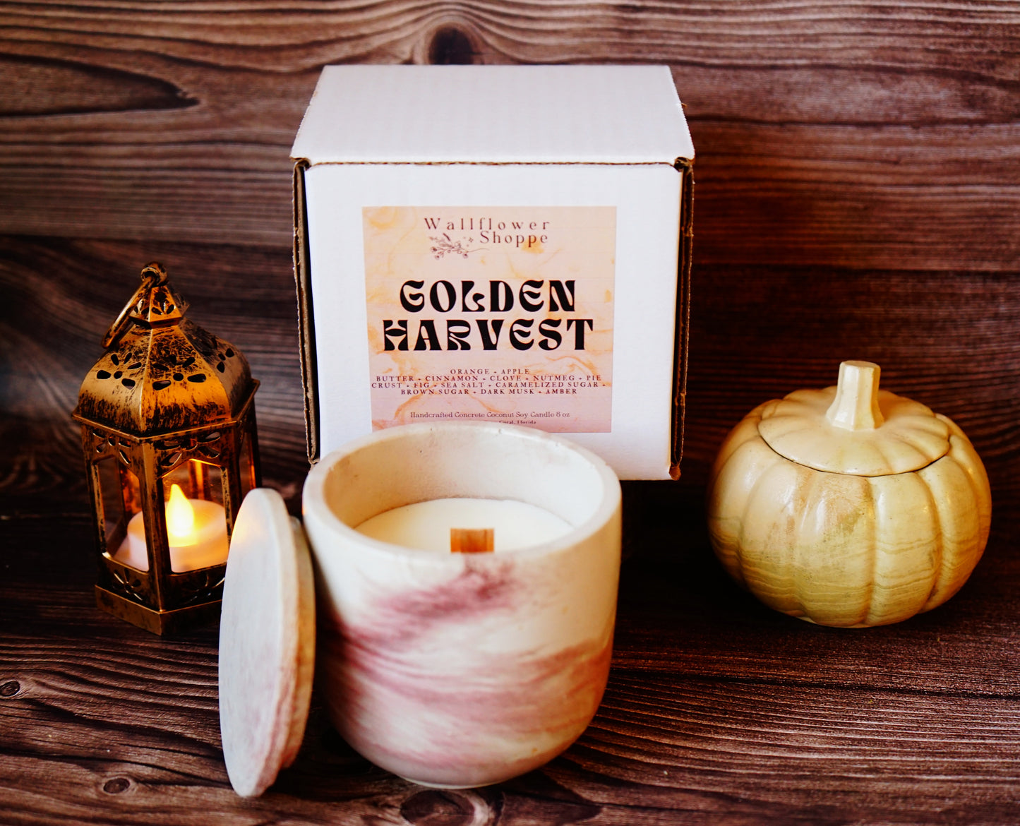 Golden Harvest Concrete Candle