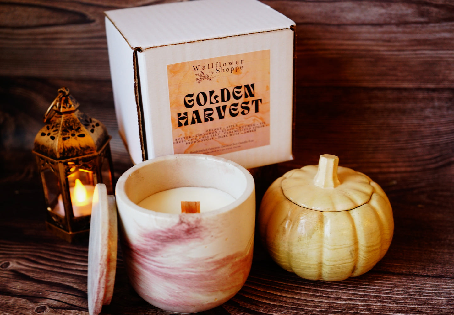 Golden Harvest Concrete Candle
