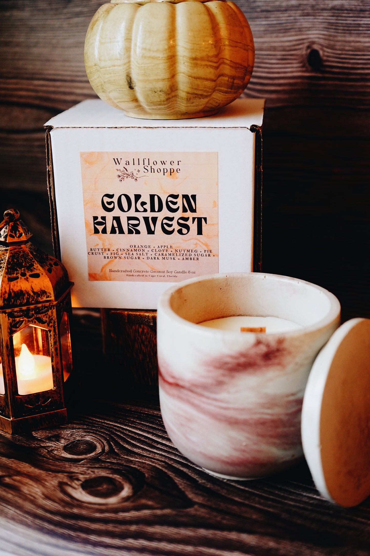 Golden Harvest Concrete Candle