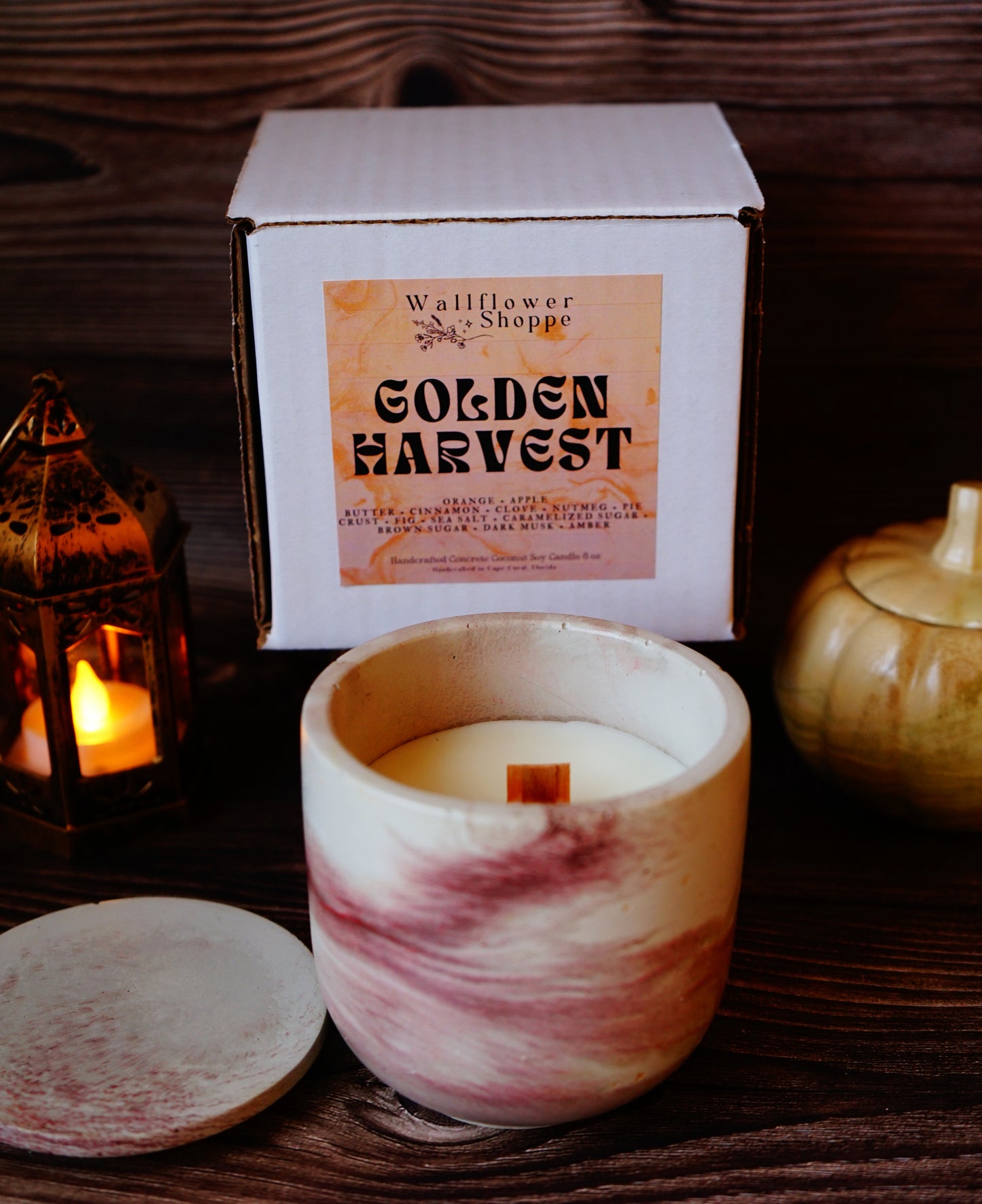 Golden Harvest Concrete Candle