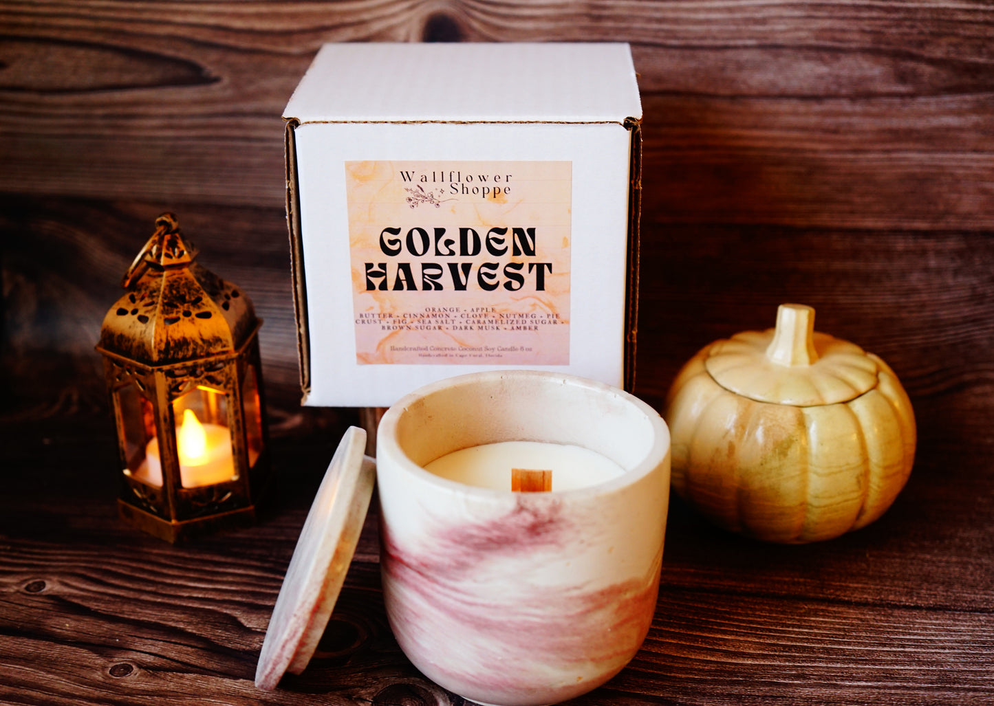 Golden Harvest Concrete Candle