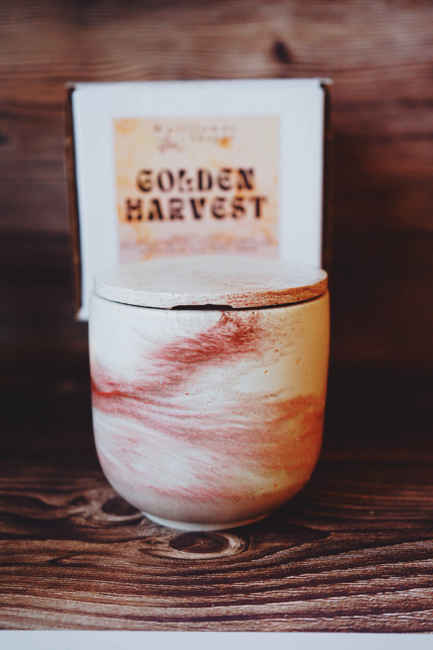 Golden Harvest Concrete Candle