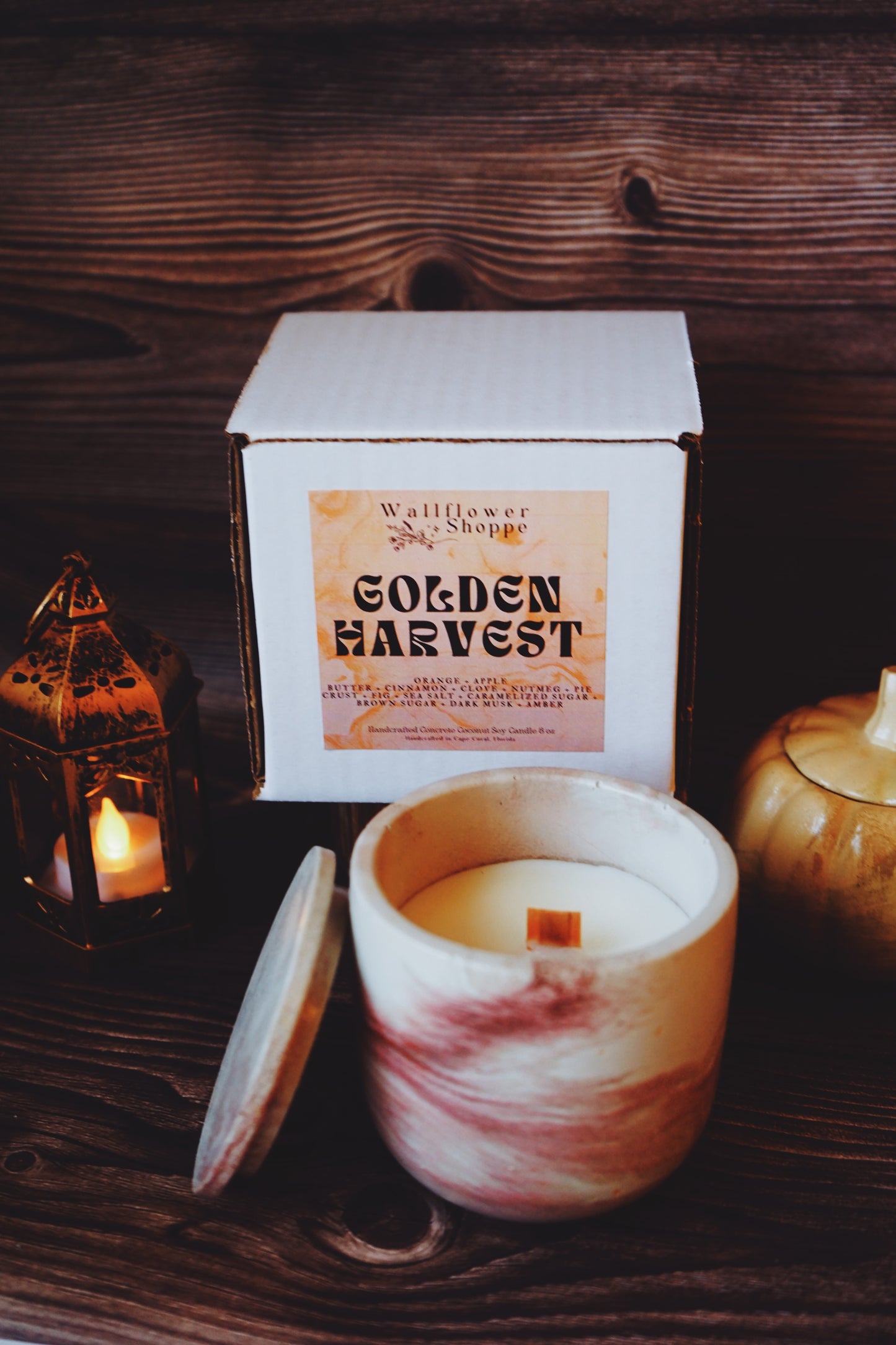 Golden Harvest Concrete Candle