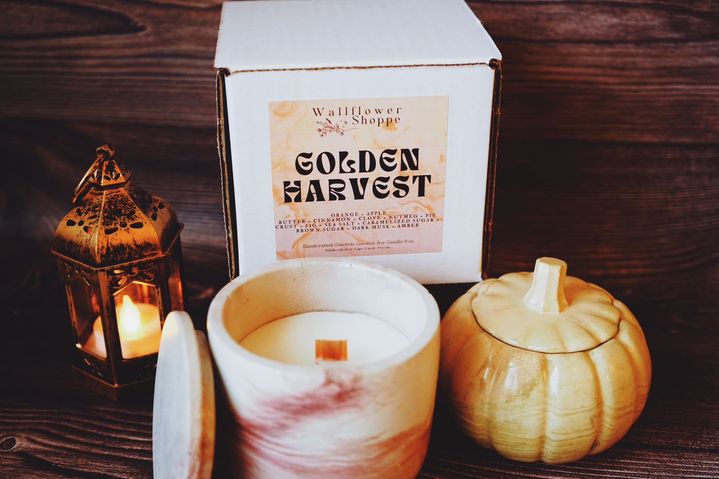 Golden Harvest Concrete Candle