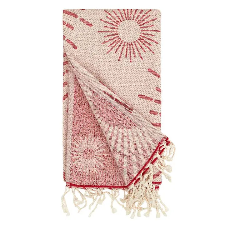 Sunbright Turkish Towels with Terry Backing 35x70 Red